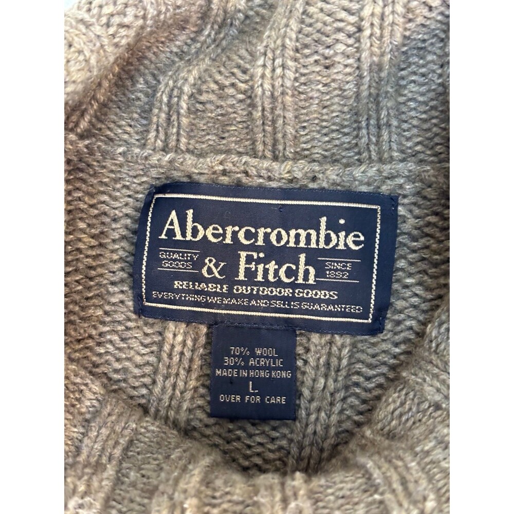 Vintage Abercrombie & Fitch Wool Ribbed Sweater Large Olive Brown Y2K Gorpcore - Picture 3 of 6